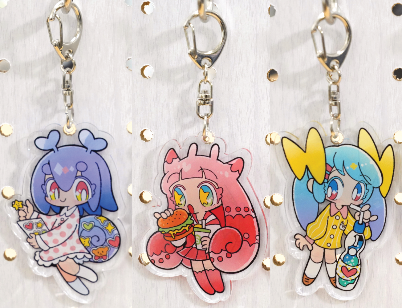 Set of 3 Acrylic Keychains